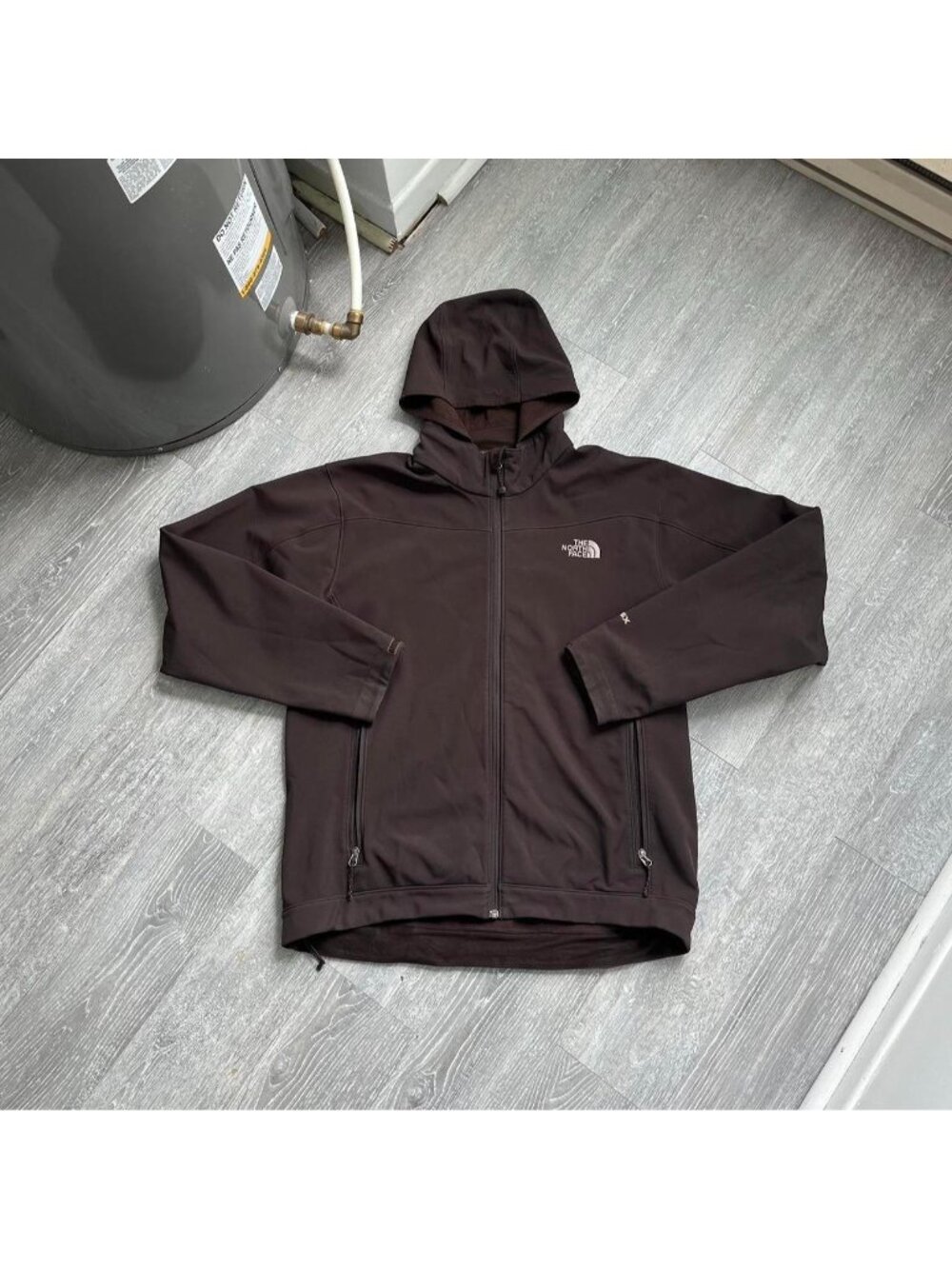 Brown / White “The North Face” Full Zip-Up Apex Shell Hooded Jacket